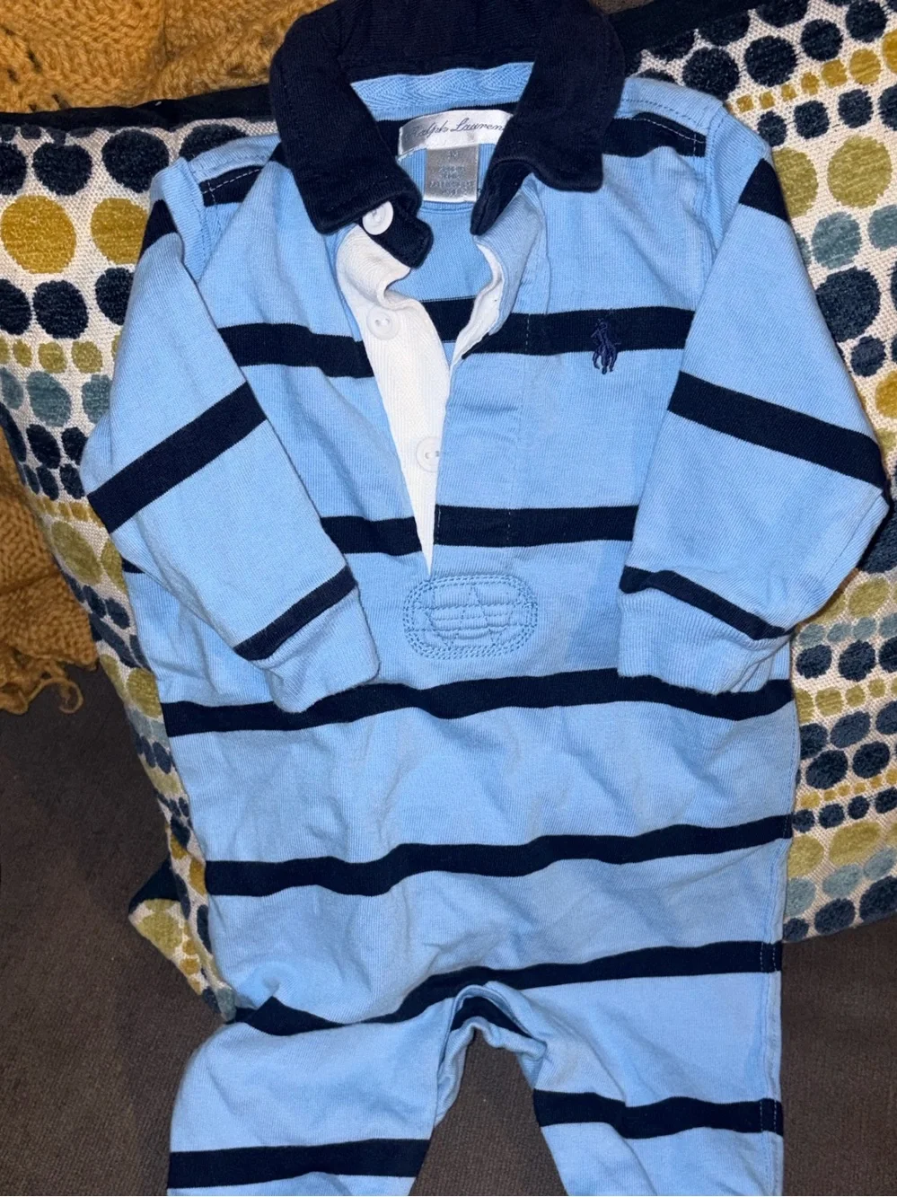 Polo by Ralph Lauren Kids Blue & Navy Striped Rugby Shirt 3m